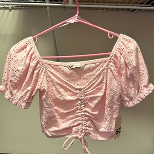 Cute Ruched Pink Cropped Top